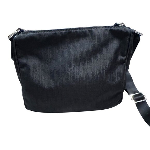 Christian Dior Vintage Lovely Trotter Monogram Canvas Shoulder Bag Black Silver - Picture 3 of 12